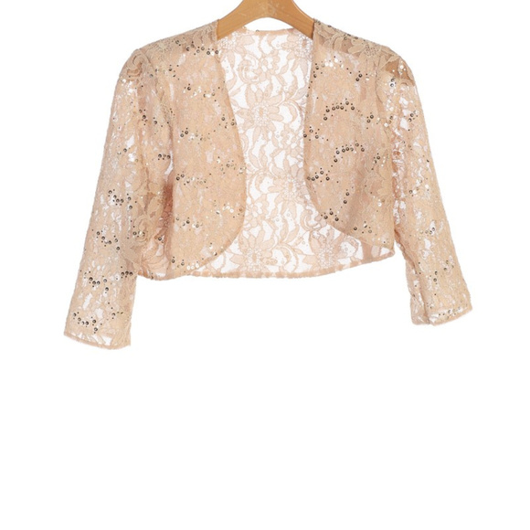 Navy Lace Bolero Jacket Shrug 3/4 Sleeves Lined - Picture 5 of 9